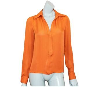 Haute Hippie Silk Split neck Pullover Blouse Orange Size XS